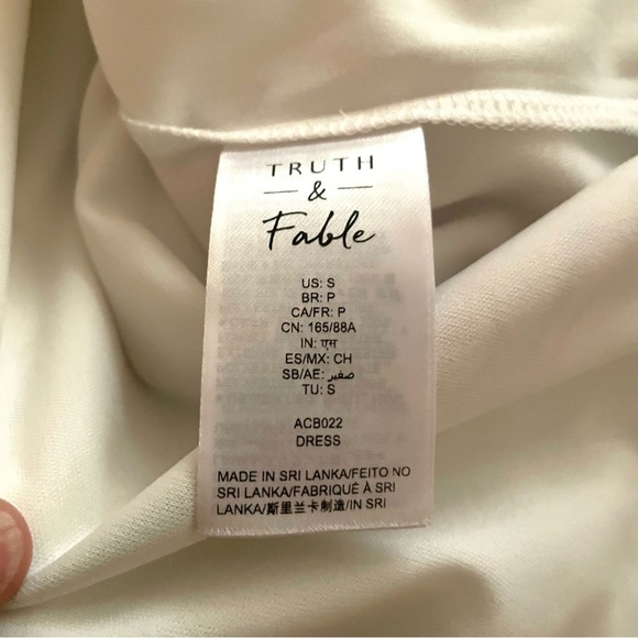 Truth & Fable White Floral Print Shift Dress with Sheer Tie Sleeves Size Small - Picture 7 of 9